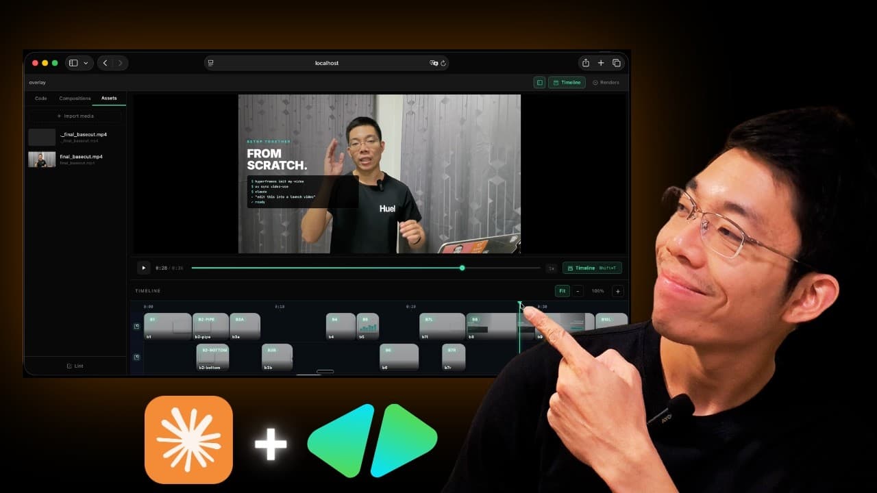 Full Video Editing Pipeline with Claude Code + HyperFrames